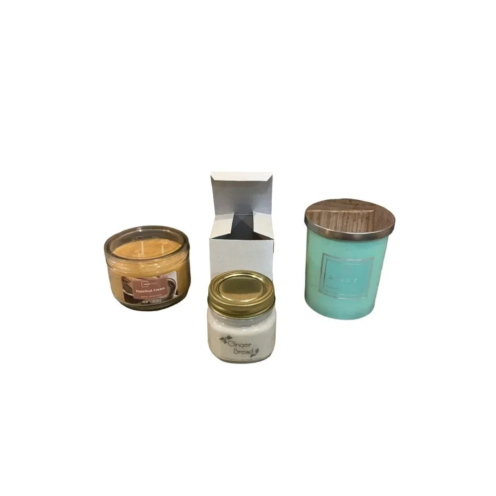 Lot Of 3 Scented Candles Hazelnut Cream Gingerbread & Eucalyptus & Cedarwood soy
